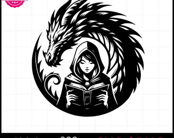 Dragon Reader SVG | Fantasy Book Lover PNG | Booktok Bookish Design | Cricut Cut File | Book Dragon Sublimation Clipart | Reader Quote SVG