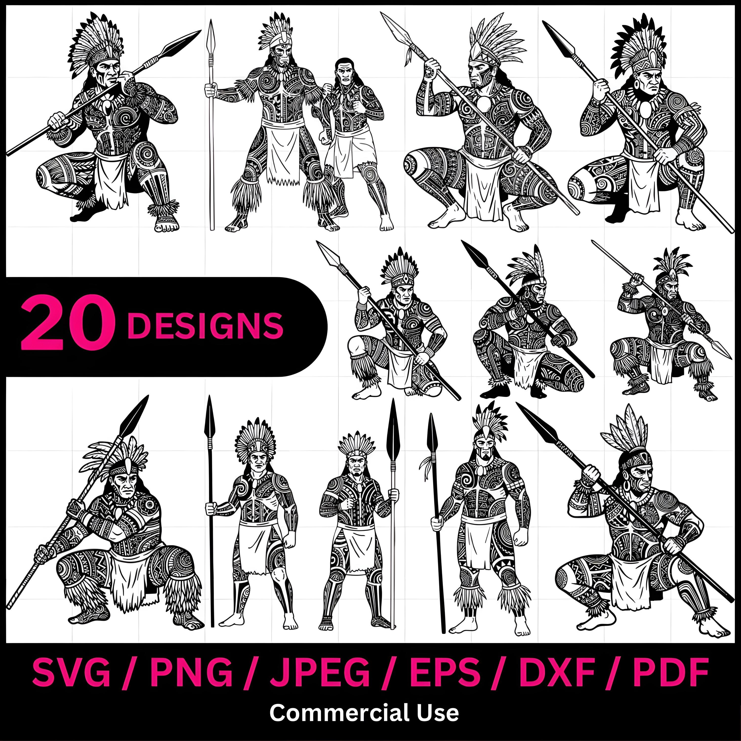 Tongan Tribal Warrior Laser Cut File | Polynesian Warrior SVG