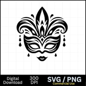 マルディグラ SVG、マルディグラ マスク SVG、マルディグラ PNG、Cricut 用 SVG ファイル、商用利用、インスタント デジタル ダウンロード、フェスティバル SVG