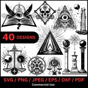 Masonic SVG PNG Design Bundle | Freemasonry Clipart for Crafts, Apparel, Logos, Stickers, and Symbolic Art Projects svg pdf, jpeg, dxf, eps