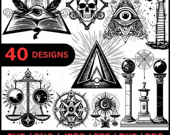 Masonic Laser Cut Bundle | Freemasonry Symbols SVG | Mason Wood Sign Engraving File