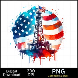 Oilfield Rig Watercolor 20 oz Skinny Tumbler Sublimation Digital Download PNG Design