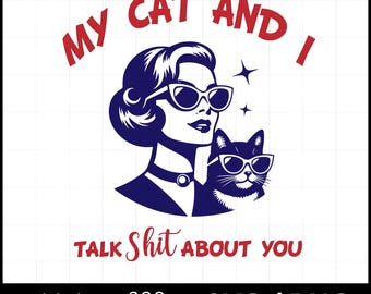 Chat drôle de femme au foyer PNG | Conception de chat rétro sarcastique | Clipart chat humour vintage | Design de chemise sublimation | Téléchargement numérique