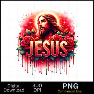 Floral Jesus PNG Bundle: Christian Shirt Design (Digital Download)