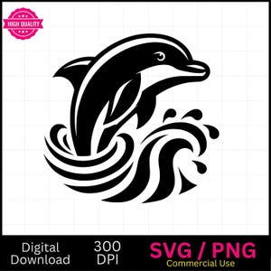 Strand Delphin SVG PNG, Meereswellen SVG, SVG-Dateien für Cricut, kommerzielle Nutzung, sofortiger digitaler Download,