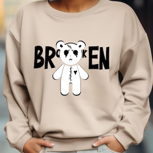 Teddy Bär 8 Gebrochenes Herz Streetwear Clipart, Gebrochener Bär geschnitten Datei, Gebrochenes Herz Bär Clipart, Cooler Teddy Anhänger, Hip Hop Grizz Cutfile, Hippie Bär