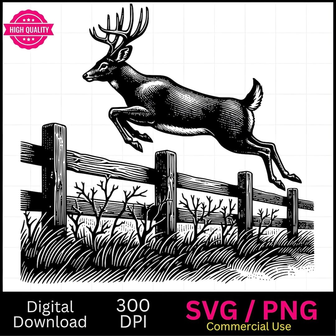 Buck Jumping Fence Vector Graphic: SVG, PNG (digital Download) - Etsy