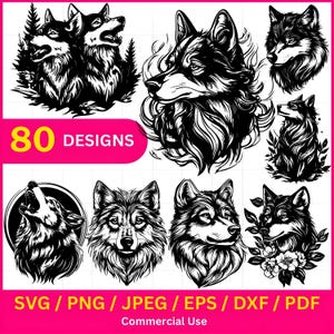 Wolf SVG Files: Howling Wolf & Moon Silhouette (Digital Download)