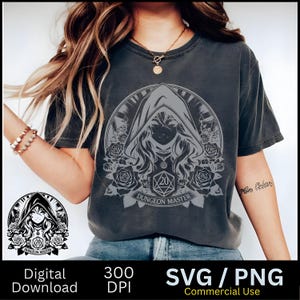Dungeon Master D20 Grafik | Geschenk für Tabletop Rpg Gamer, Dungeon Crawler | Trendy Blumen Würfel Frau Sublimation Design SVG Png Schnitt