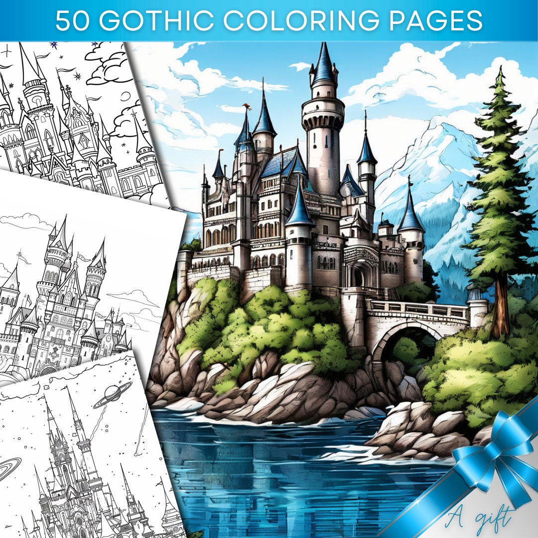 50 Gothic Coloring Book Digital Download Coloring Page Printable Art ...