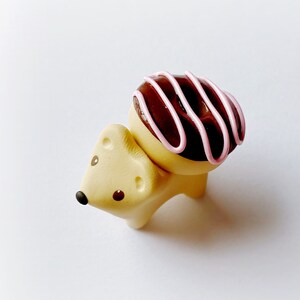 Chocolate Strawberry Frosted Donut Hedgehog Figure