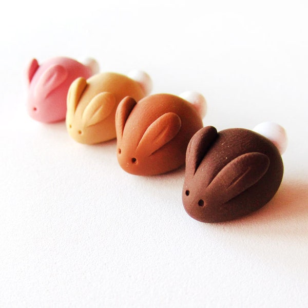 Miniature Fake Candy Bunny Rabbit Set of Four- polymer clay miniature animal decorations