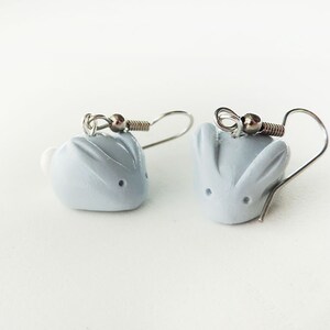 Pastel Blue Bunny Earrings - Polymer Clay Spring Easter Jewelry