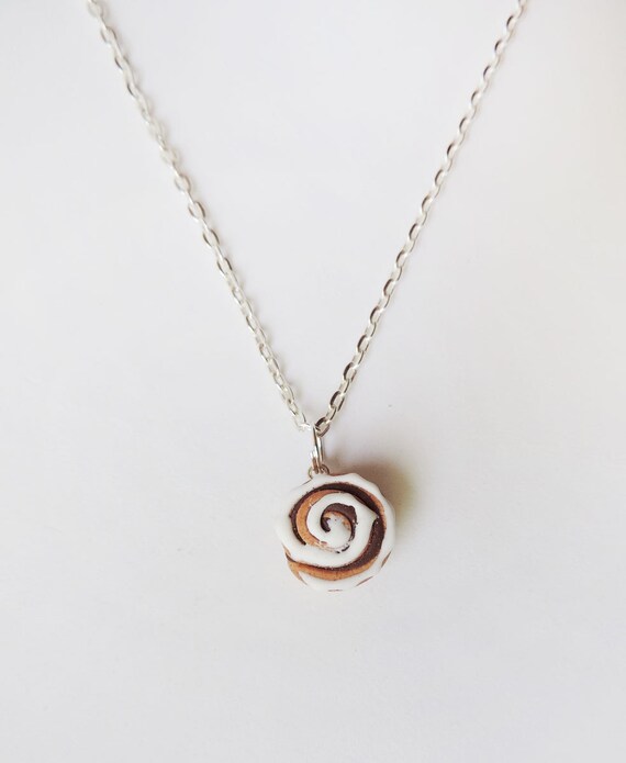 Items similar to Scented Cinnamon Roll Necklace Polymer Clay Charm on Etsy