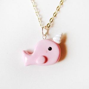 Best Friends Pink and Blue Narwhal Necklaces image 2