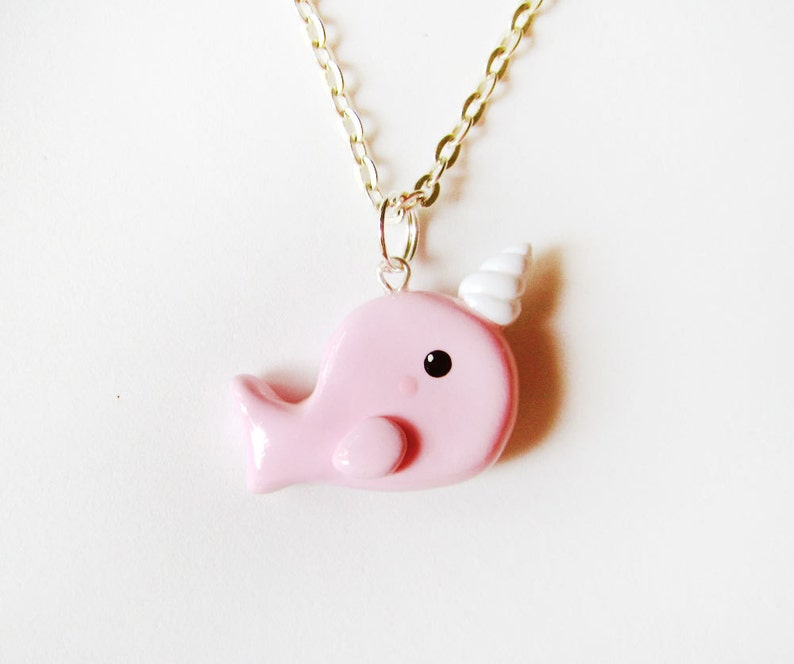 Best Friends Pink and Blue Narwhal Necklaces image 2
