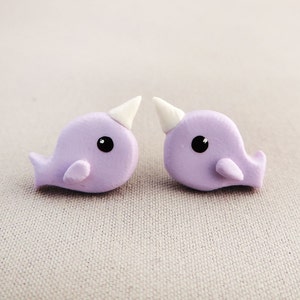 Cute Pastel Purple Narwhal Earrings