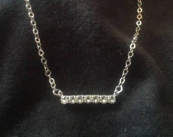 Modern, Clear, Swarovski Crystal Bar Necklace with magnetic clasp