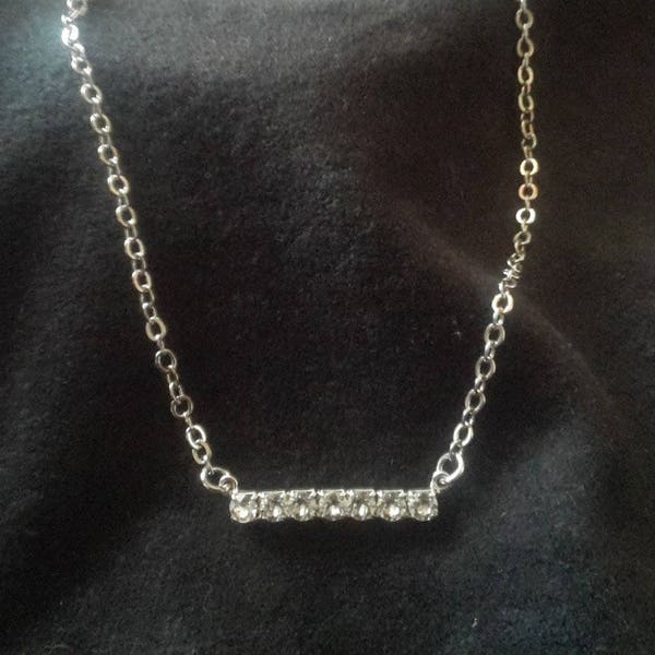 Modern, Clear, Swarovski Crystal Bar Necklace with magnetic clasp