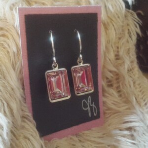 Rectangular Swarovski Crystal Earrings in Light Amethyst or Crystal Clear Crystal