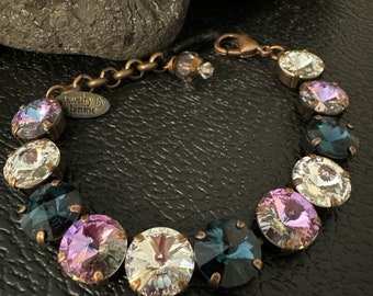 Antique Copper Swarovski Crystal Tennis Bracelet