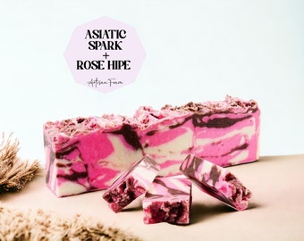 Pain de savon artisanal aux étincelles asiatiques et à l'huile de rose musquée | pain de savon | de savon pour la douche | Barre de savon en vrac | Savon pour homme/femme |