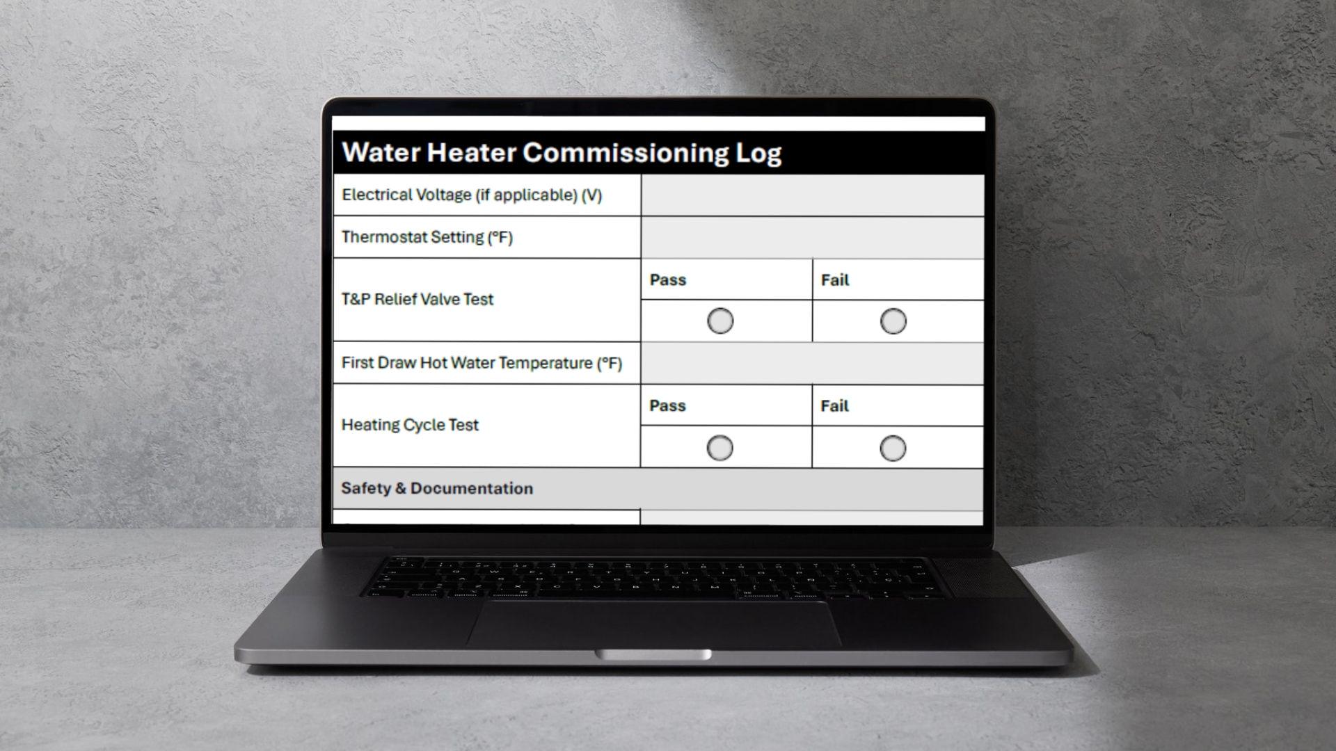Water Heater Commissioning Log – Fillable PDF Form for Installation ...