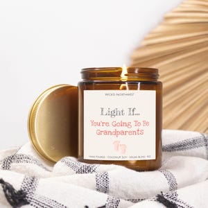 Light If You&#39;re Going To Be Grandparents Candle, Pregnancy Announcement, Gift For Grandparents, Baby reveal, Funny Baby Announcement, Candle