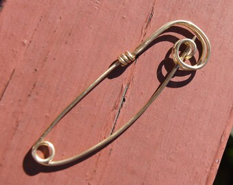 Sweater Clip Sterling or Brass Fibula Brooch or Scarf Pin