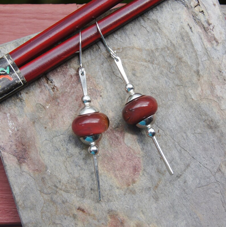Sterling Earrings With Burnt Sienna Lampwork Glass - Etsy