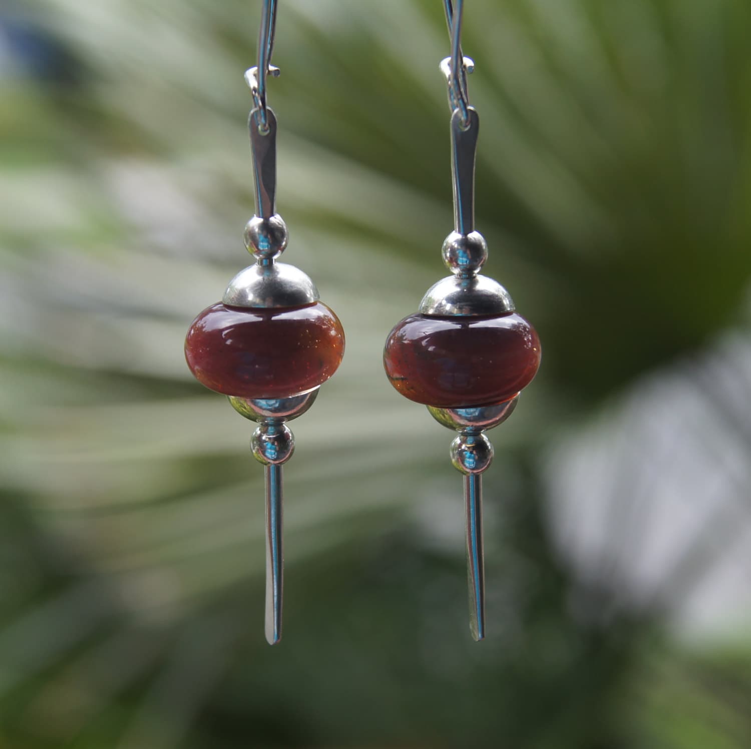 Sterling Earrings With Burnt Sienna Lampwork Glass - Etsy