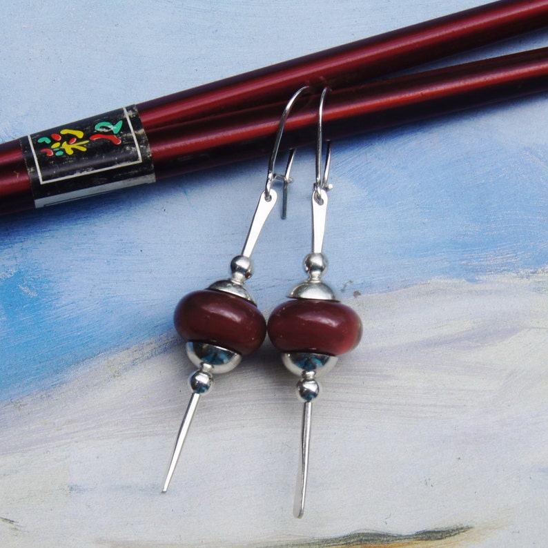 Sterling Earrings With Burnt Sienna Lampwork Glass - Etsy
