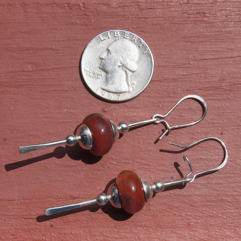 Sterling Earrings With Burnt Sienna Lampwork Glass - Etsy
