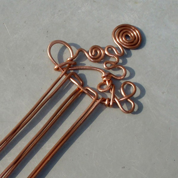 Hand-Formed Copper Hair Comb: Abstract Hair Slide