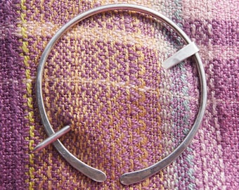 Large/Extra Large Sterling Silver Shawl Pin Penannular Brooch, Fibula, Scarf Pin, Kilt Pin, Clasp, Sweater Clip