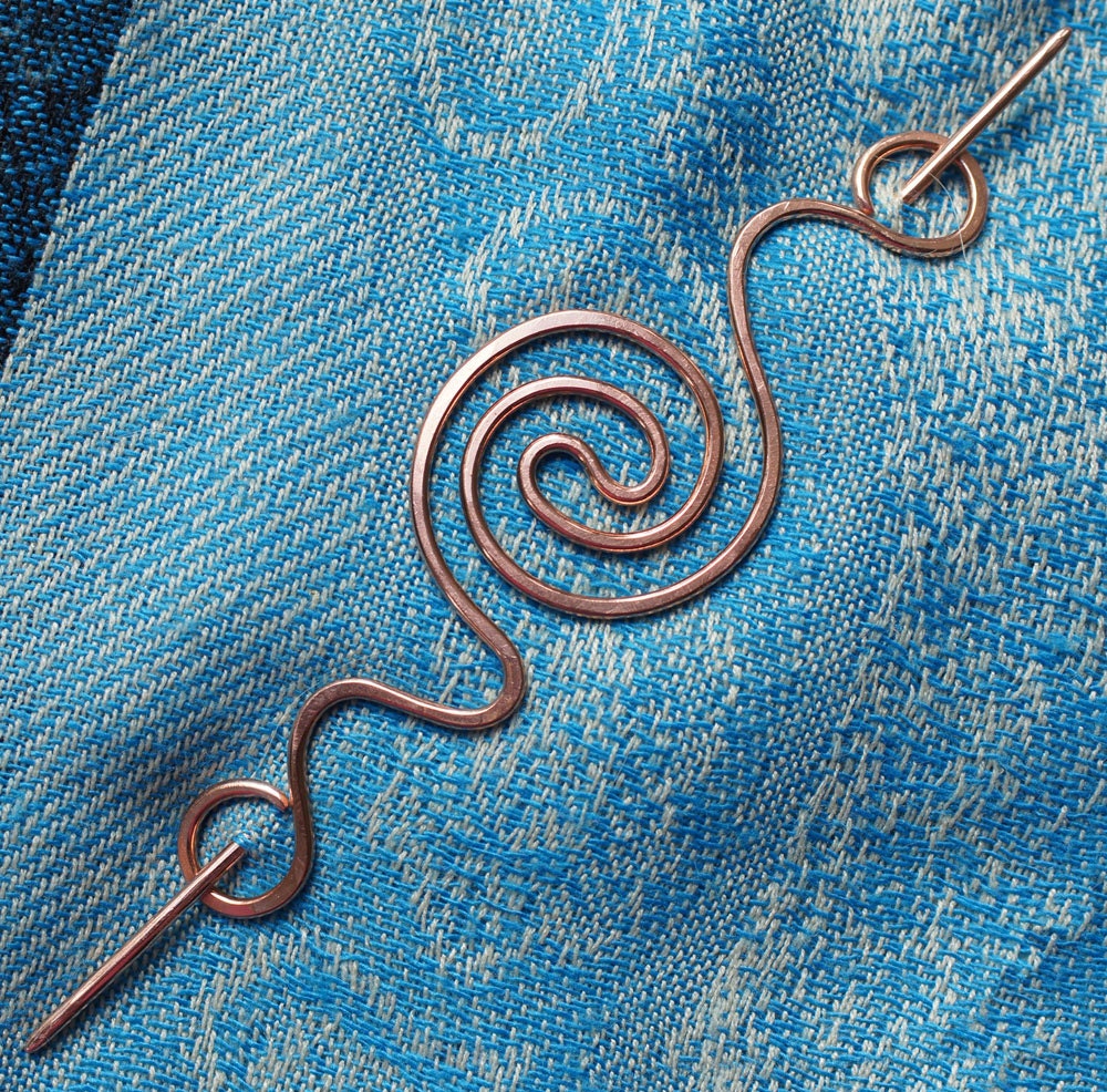 Celtc Swirl Copper Hair Barrette Brooch Scarf Kilt or - Etsy