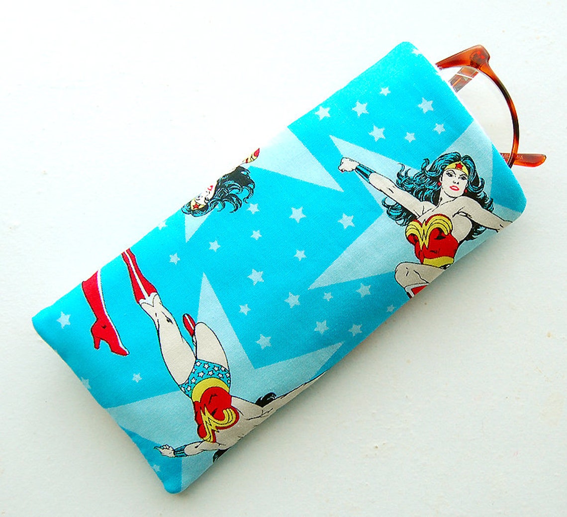 Handmade WONDER WOMAN Eyeglass Sunglass Case Blue Black Super Etsy