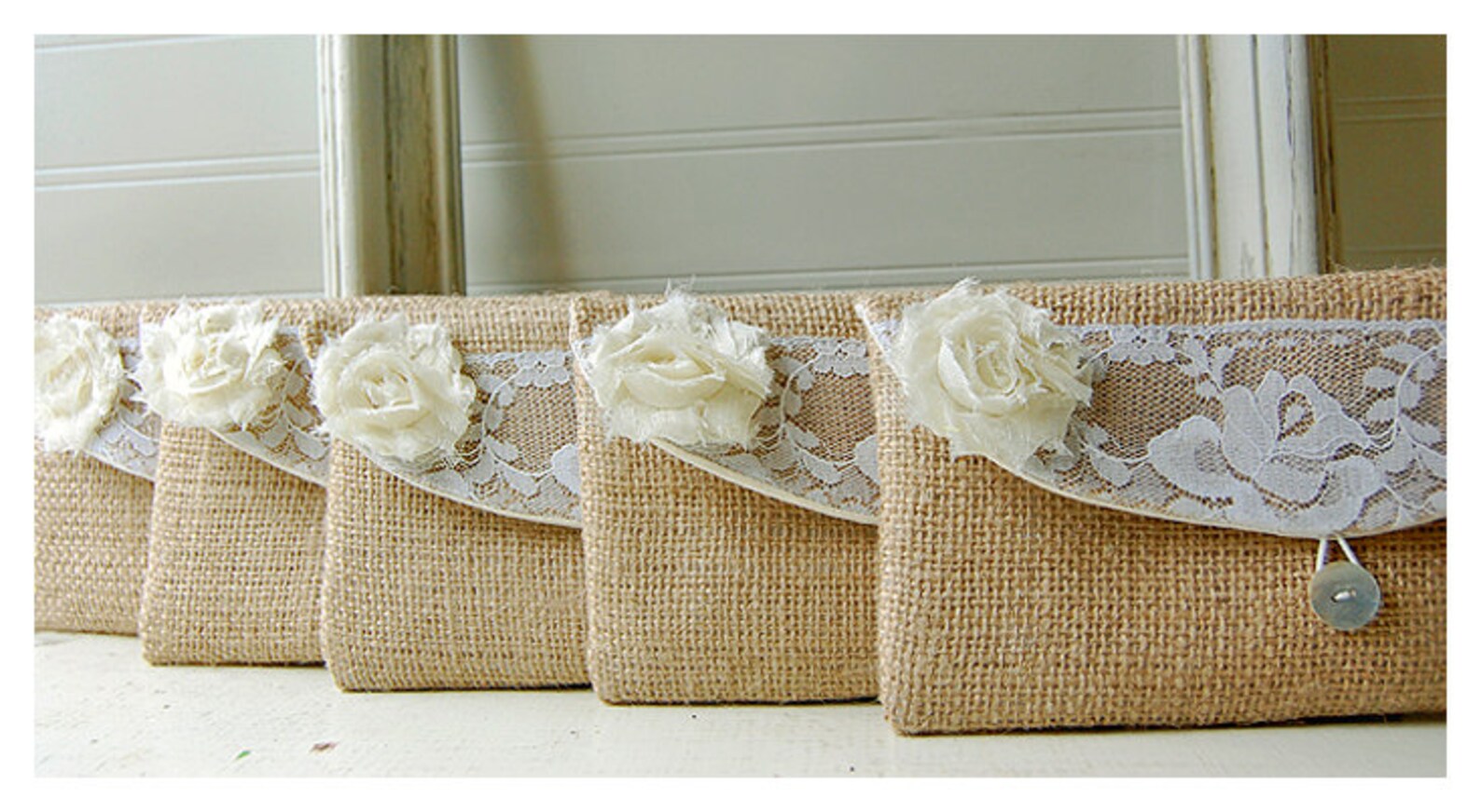 Burlap Lace Wedding Clutch Purse Rustic Wedding Rose Color Etsy