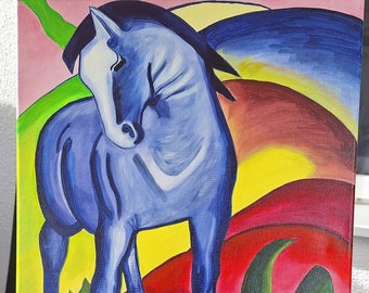 blaues Pferd 1 Acryl auf Leinwand Reproduktion Franz Marc