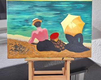 Am Strand Acryl auf Leinwand Reproduktion Felix Vallotton