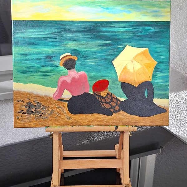 Am Strand Acryl auf Leinwand Reproduktion Felix Vallotton