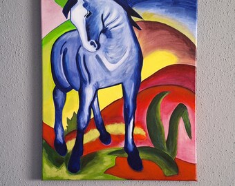 blaues Pferd 1 Acryl auf Leinwand Reproduktion Franz Marc