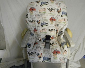 Polly  and Graco Slim High Chair Cover With farm animals
