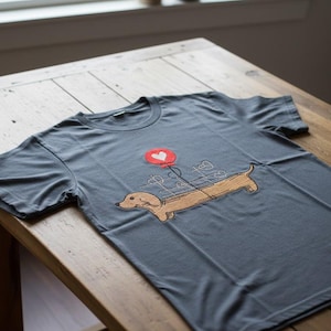 Dachshund Dog Embroidery Design, Balloon Hearts (3.93x2.83")