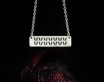 Sterling Silver Stitch Double Sided "Love Ewe" & Stockinette Stitch Motif Necklace by Porterness Studio