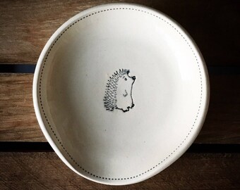 Hedgehog spoon rest in black and white