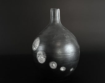 Naked Raku Vase in Black and White