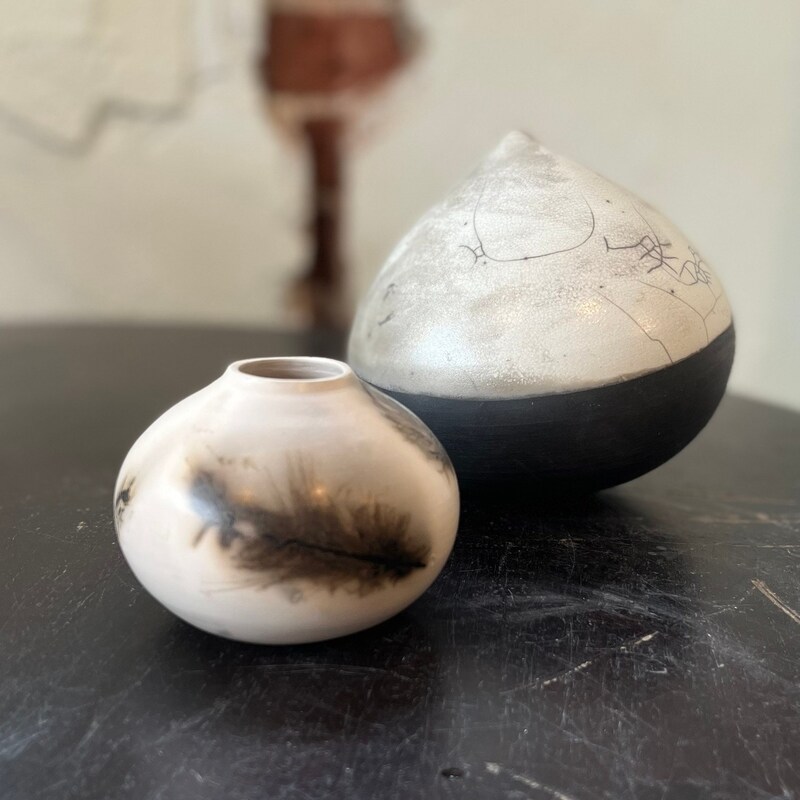 Black Raku Vase - Etsy