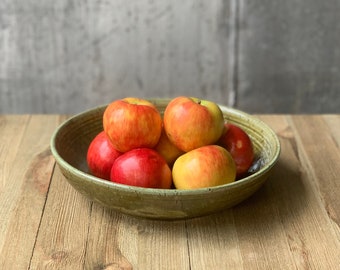 Serving bowl in rustic green