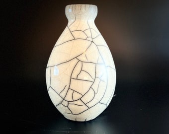 White Crackle Raku Vase